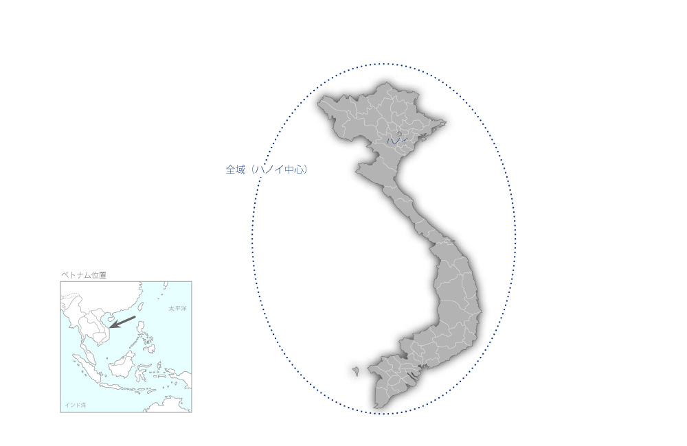 保健医療従事者の質の改善プロジェクトの協力地域の地図