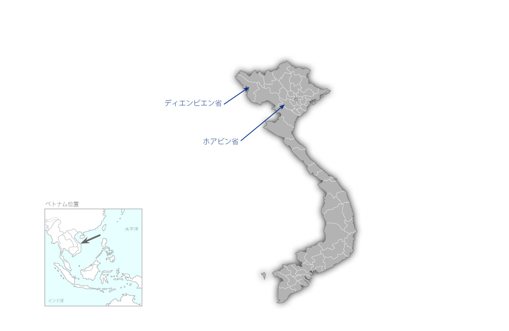 北西部水源地域における持続可能な森林管理プロジェクトの協力地域の地図