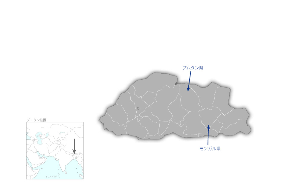 園芸作物研究開発・普及支援プロジェクトの協力地域の地図