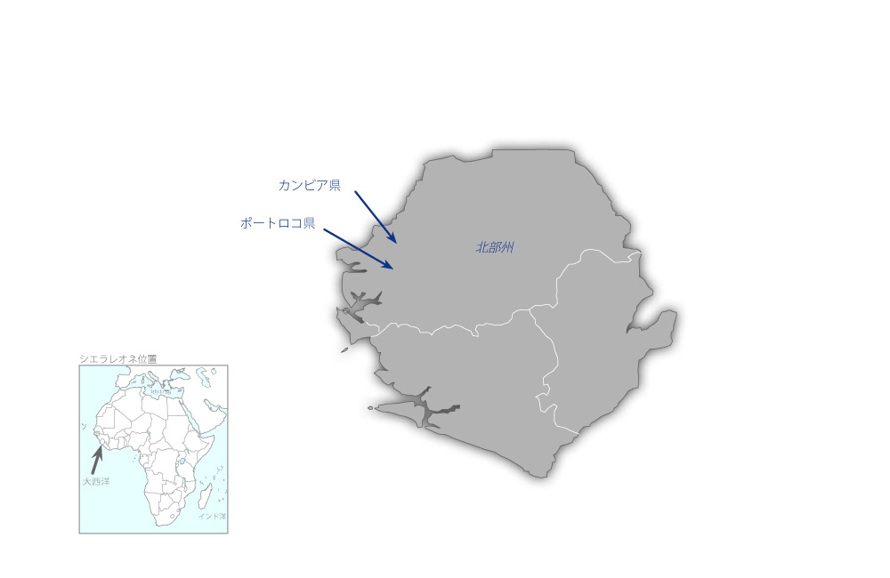 カンビア県地域開発能力向上プロジェクトの協力地域の地図