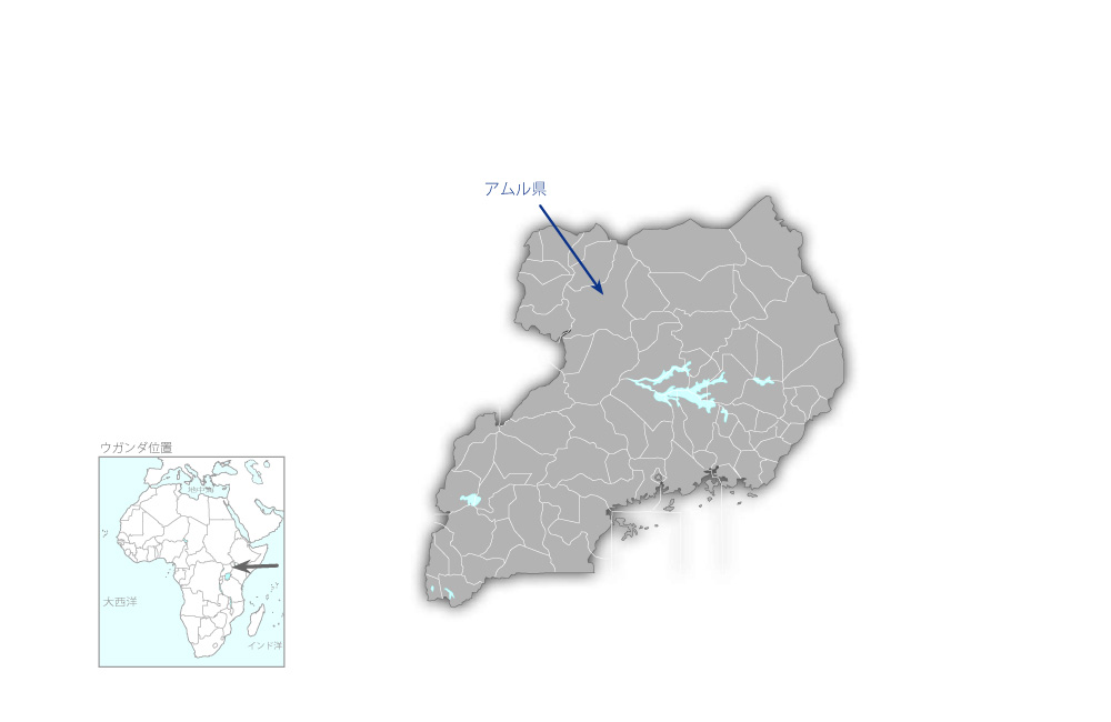 アムル県国内避難民帰還促進のためのコミュニティ開発計画策定支援プロジェクトの協力地域の地図