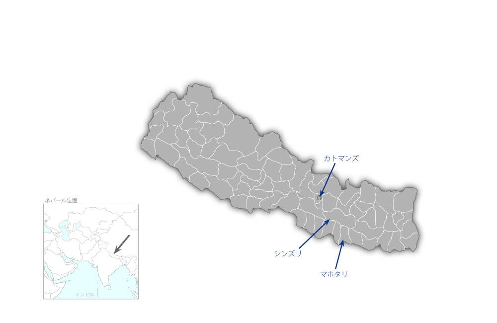 コミュニティ内における調停能力強化プロジェクトの協力地域の地図