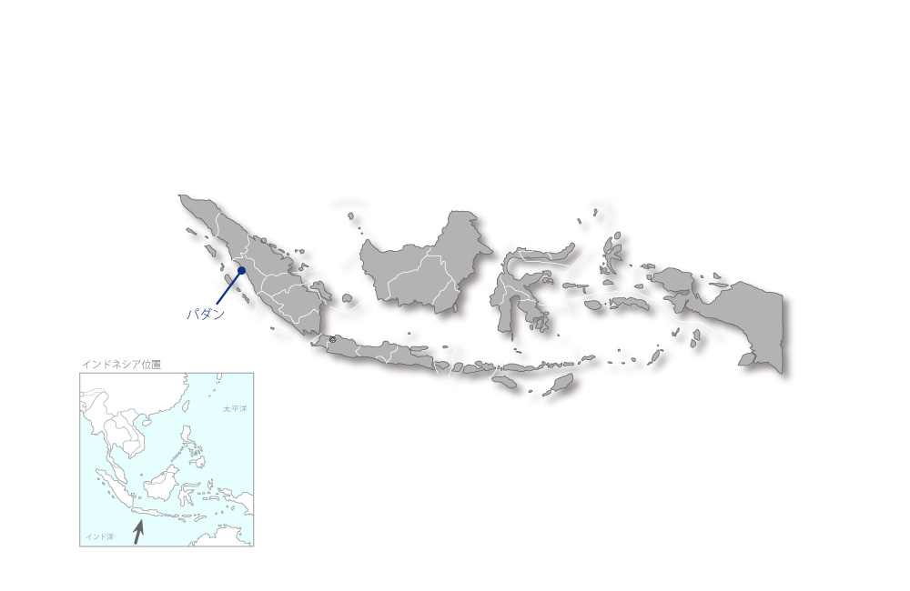 西スマトラ州パダン沖地震被災地復興支援（学校再建）プロジェクトの協力地域の地図