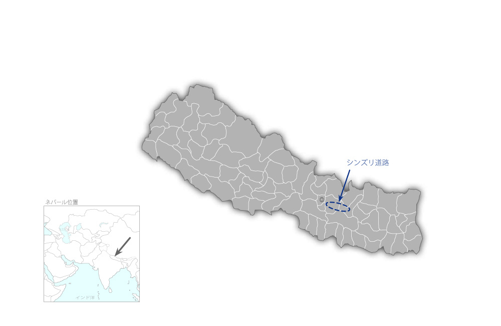 シンズリ道路建設計画（第三工区）（2009年度）の協力地域の地図