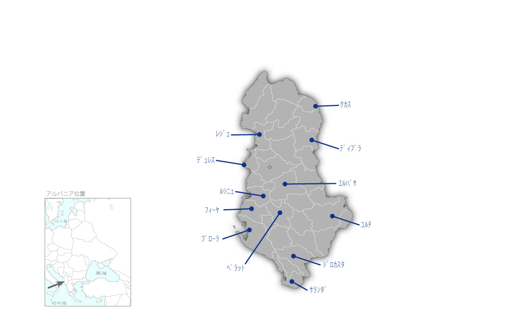 救急医療機材改善計画の協力地域の地図