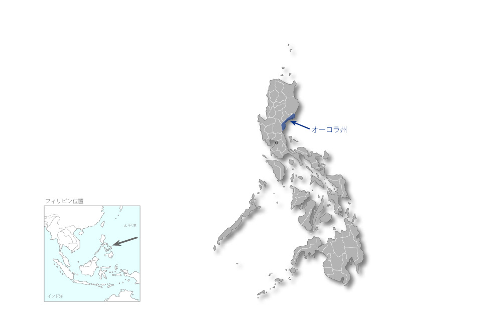 オーロラ記念病院改善計画の協力地域の地図