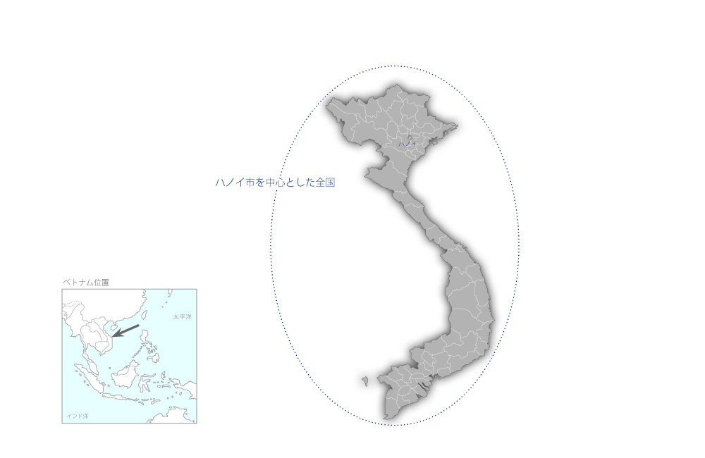 法・司法制度改革支援プロジェクトフェーズ2の協力地域の地図