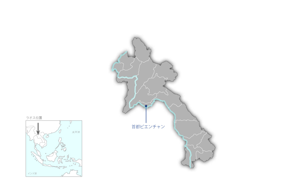ビエンチャンバス公社運営能力改善プロジェクトの協力地域の地図