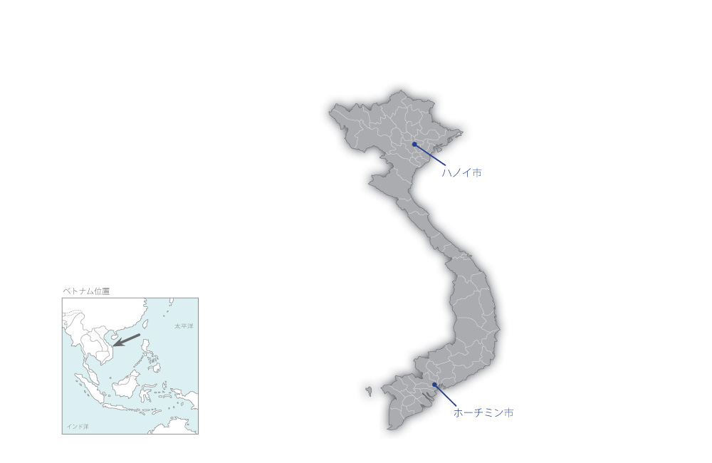 ベトナム日本人材協力センター・ビジネス人材育成プロジェクトの協力地域の地図