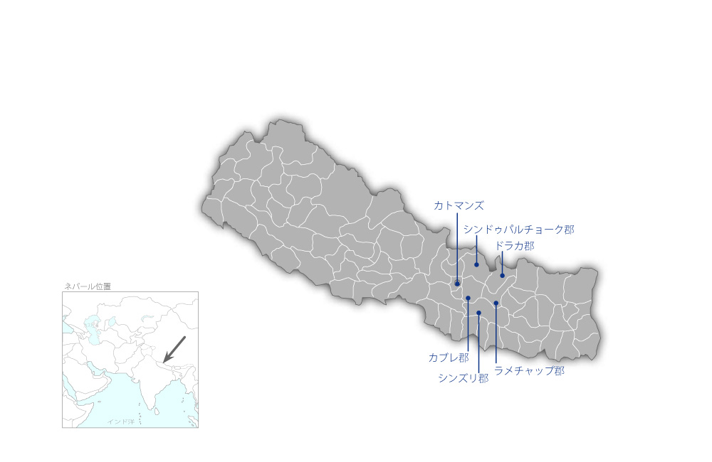 モニタリング評価システム強化プロジェクトフェーズ2の協力地域の地図