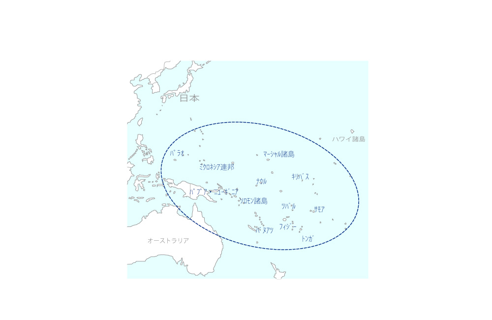 大洋州地域廃棄物管理改善支援プロジェクトの協力地域の地図