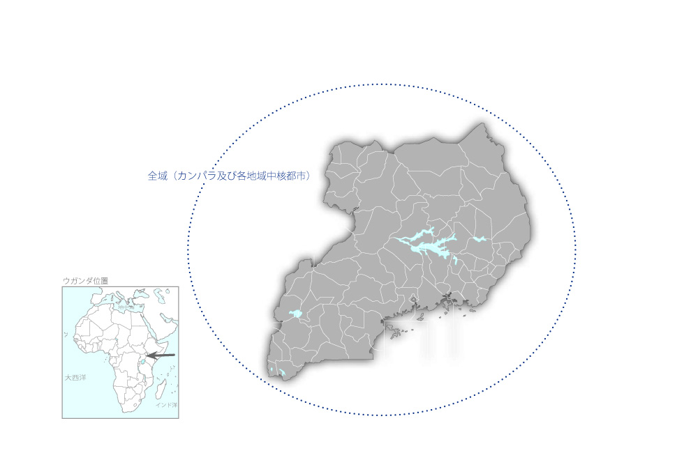 保健インフラマネジメントを通じた保健サービス強化プロジェクトの協力地域の地図