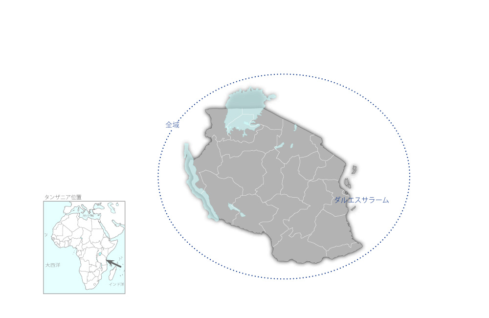 村落給水事業実施・運営維持管理能力強化（RUWASA-CAD）プロジェクトフェーズ2の協力地域の地図