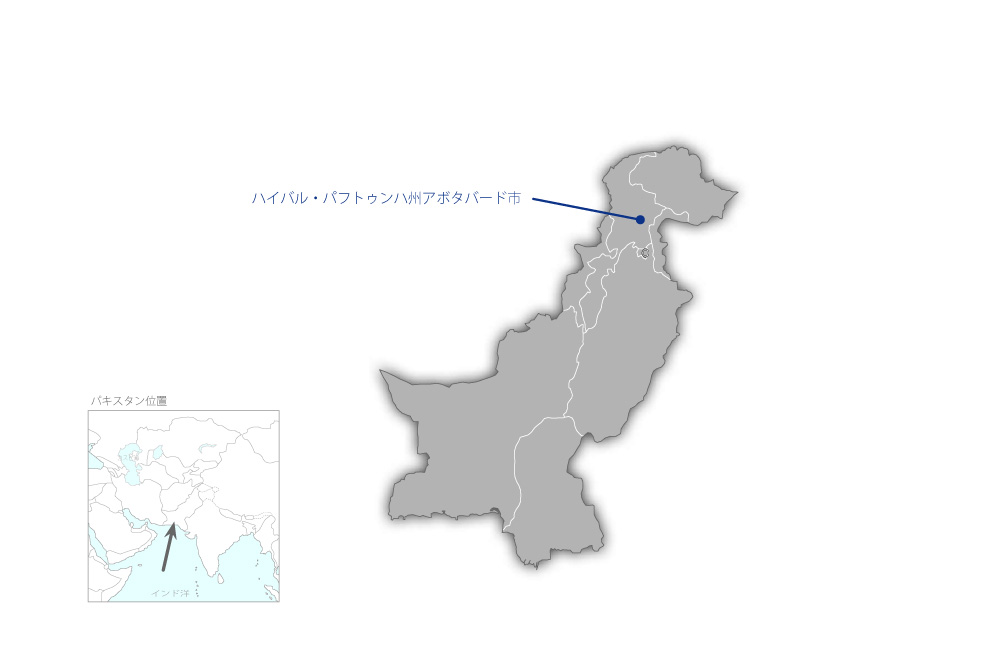 アボタバード市上水道整備計画の協力地域の地図