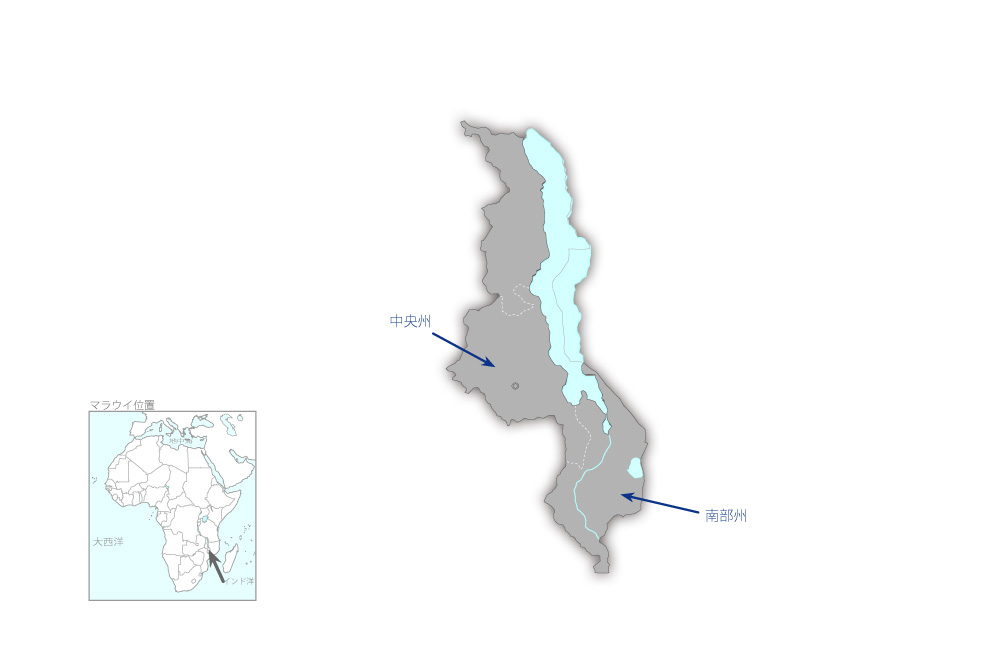 中等学校改善計画の協力地域の地図