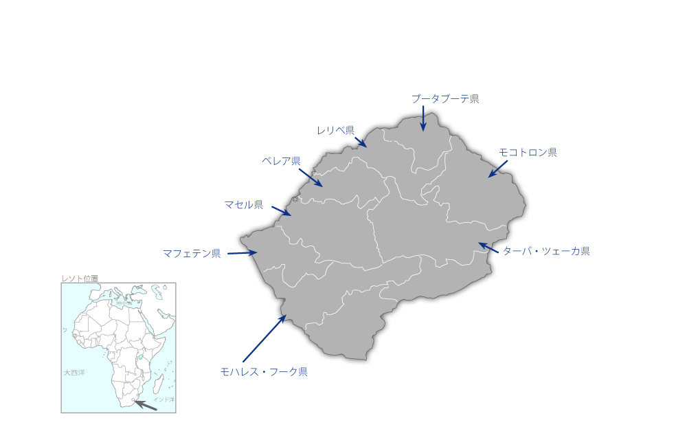 中等学校建設・施設改善計画の協力地域の地図