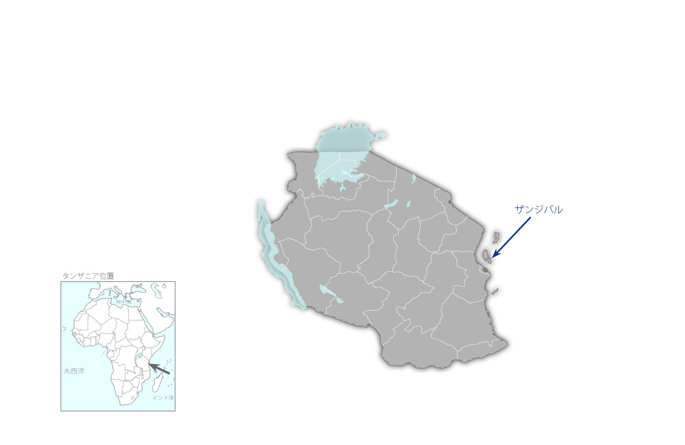 ザンジバル地域配電網強化計画の協力地域の地図