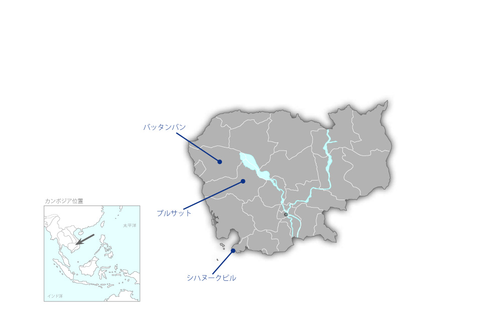 地方州都における配水管改修及び拡張計画の協力地域の地図