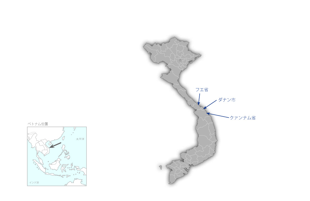 ベトナムにおける幹線交通網沿いの斜面災害危険度評価技術の開発の協力地域の地図