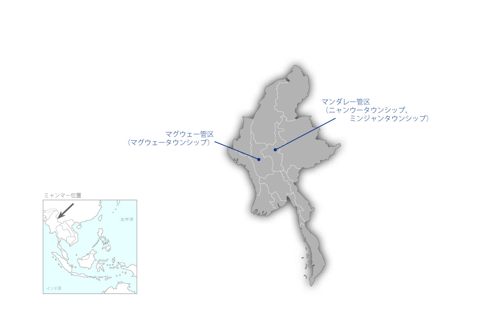 中央乾燥地における節水農業技術開発プロジェクトの協力地域の地図