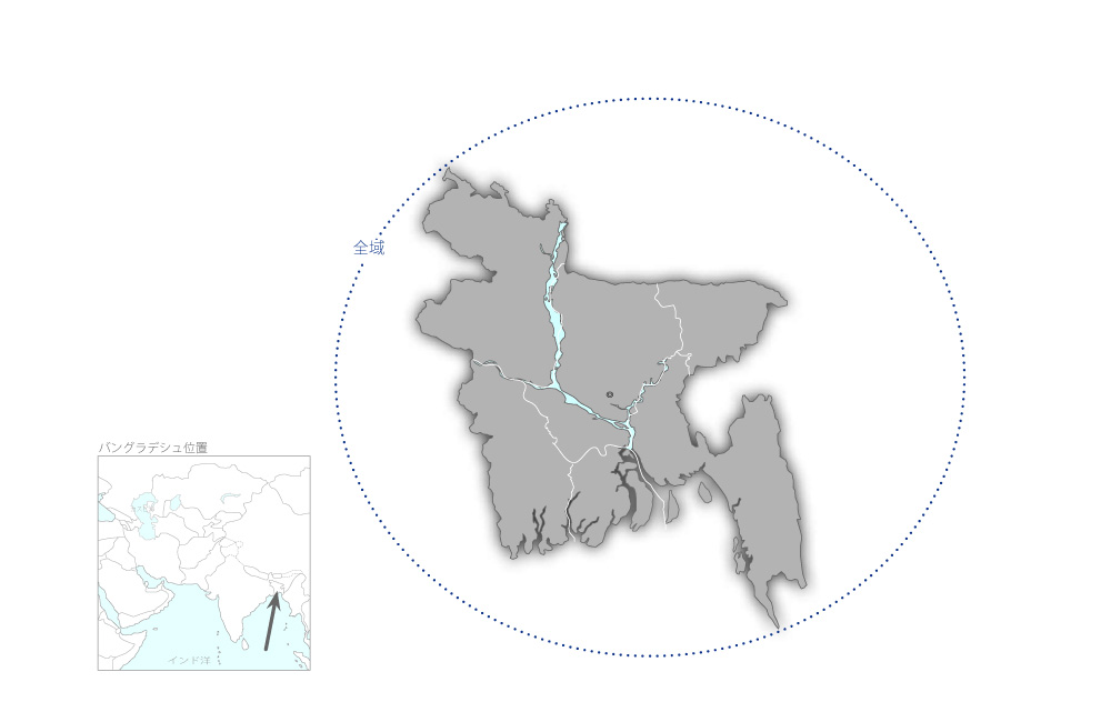 TQMを通じた公共サービス改善プロジェクトの協力地域の地図