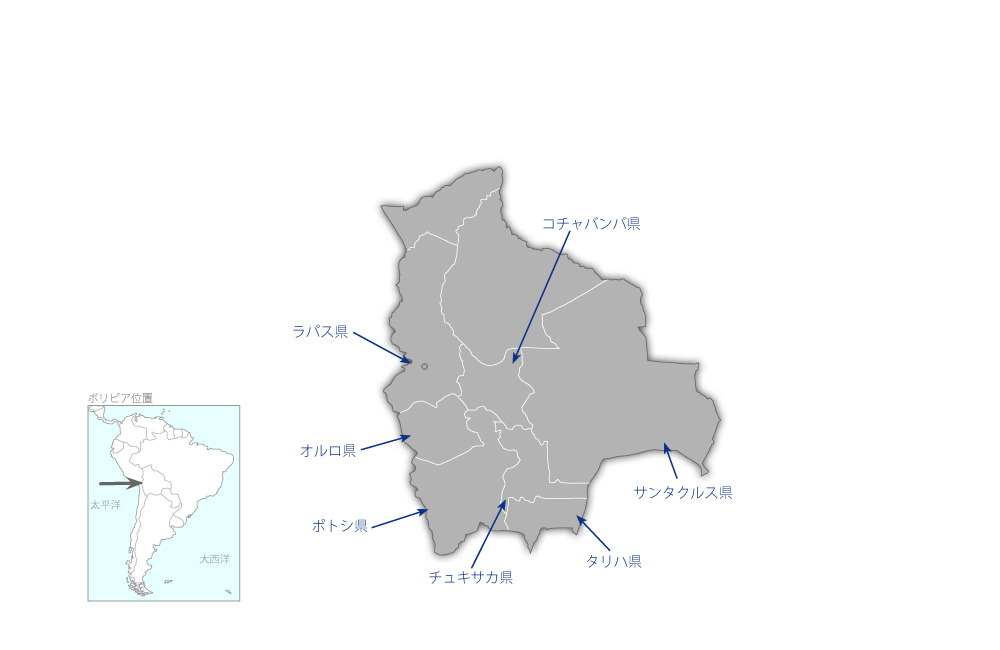 灌漑農業のための人材育成プロジェクトの協力地域の地図