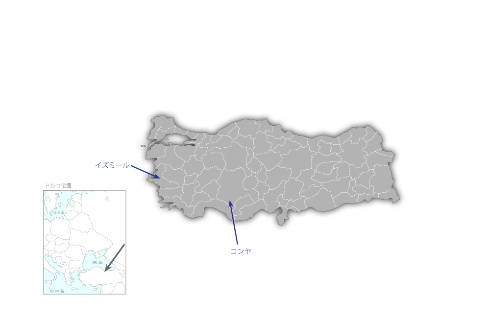 中央アジア・中東向け自動制御技術普及プロジェクトの協力地域の地図