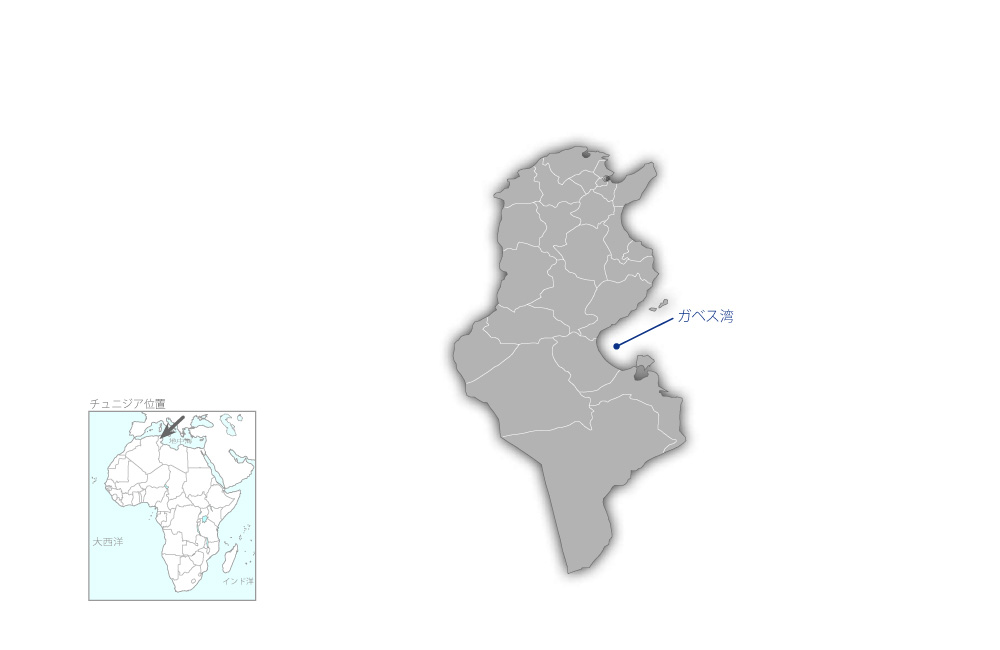 ガベス湾沿岸水産資源共同管理プロジェクトの協力地域の地図