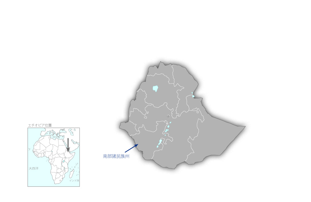 飲料水用ロープポンプの普及による地方給水衛生・生活改善プロジェクトの協力地域の地図