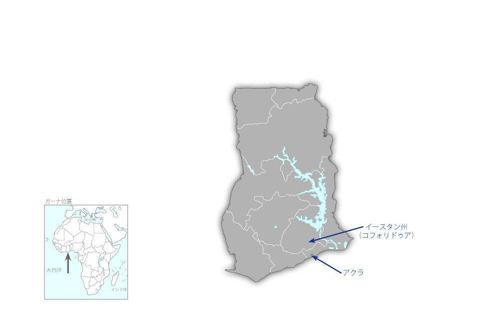 LBTによる瀝青表面処理工法開発プロジェクトの協力地域の地図