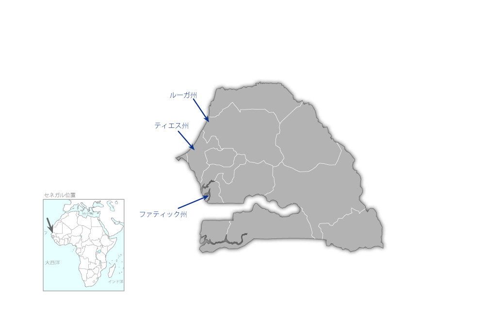 環境と経済が調和した村落開発推進計画（エコビレッジ推進計画）の協力地域の地図