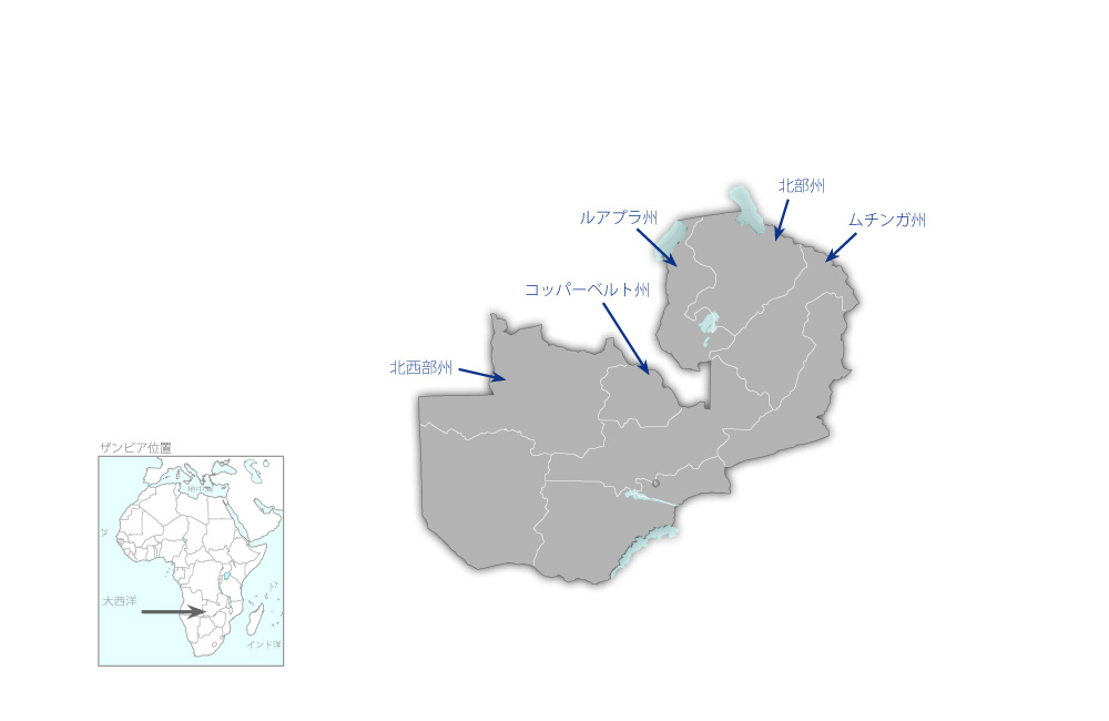 小規模農民のための灌漑開発プロジェクトの協力地域の地図