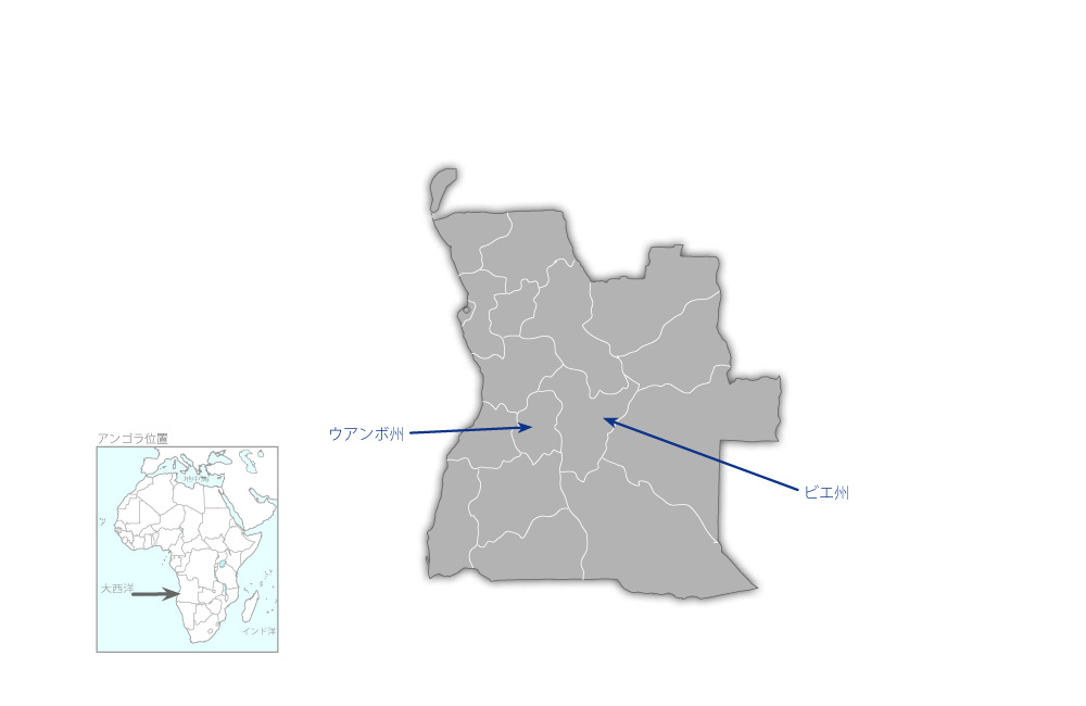 稲作開発プロジェクトの協力地域の地図