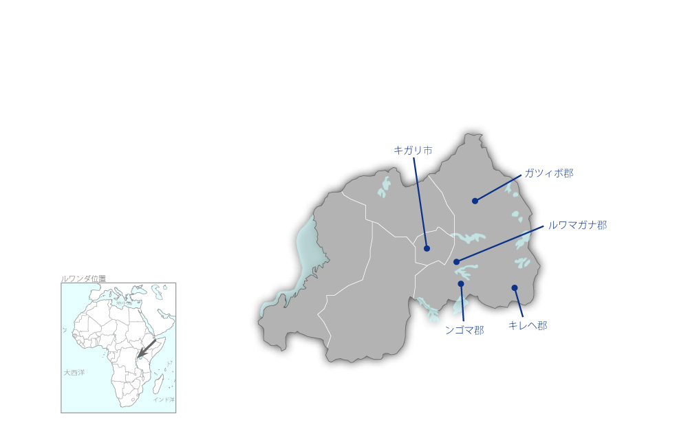 地方給水施設運営維持管理強化プロジェクトの協力地域の地図