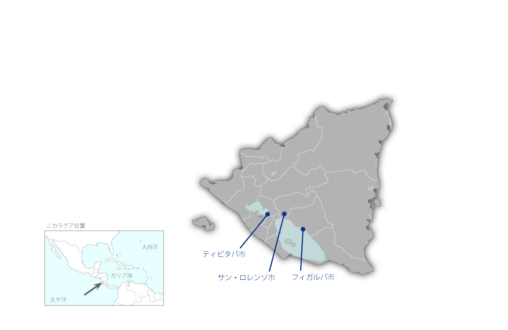 マナグア-エルラマ間橋梁架け替え計画の協力地域の地図
