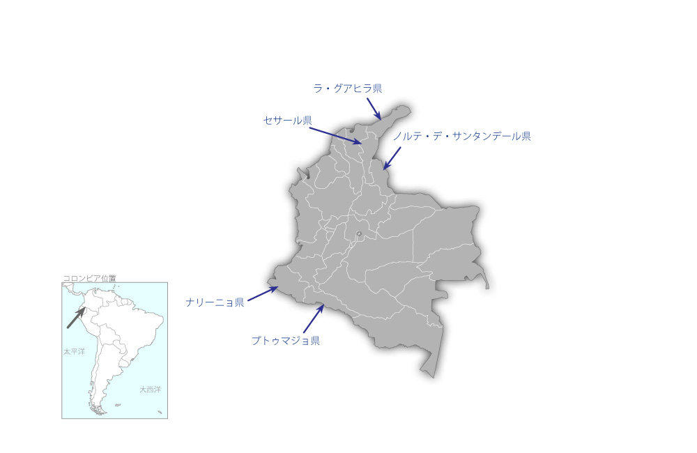 コミュニティ・先住民ラジオ放送局番組制作機材整備計画の協力地域の地図