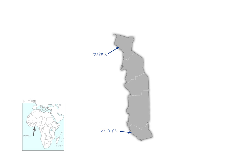 マリタイム及びサバネス地域村落給水計画の協力地域の地図