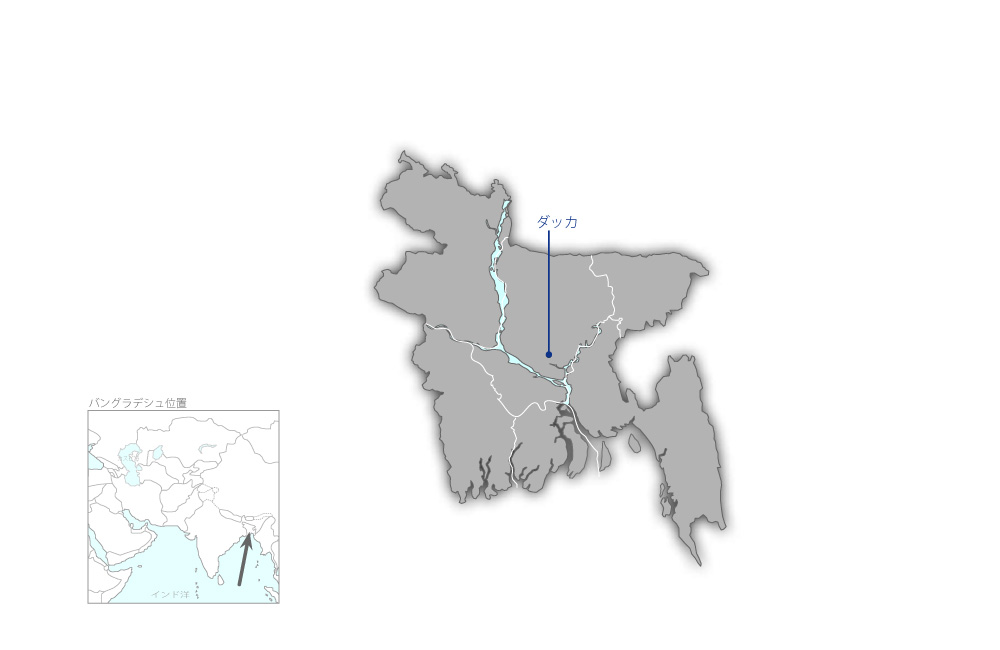 公衆衛生工学局総合能力強化プロジェクトの協力地域の地図