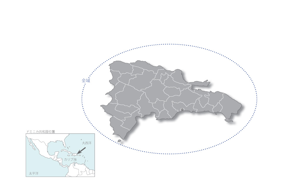 全国廃棄物管理制度・能力強化プロジェクトの協力地域の地図