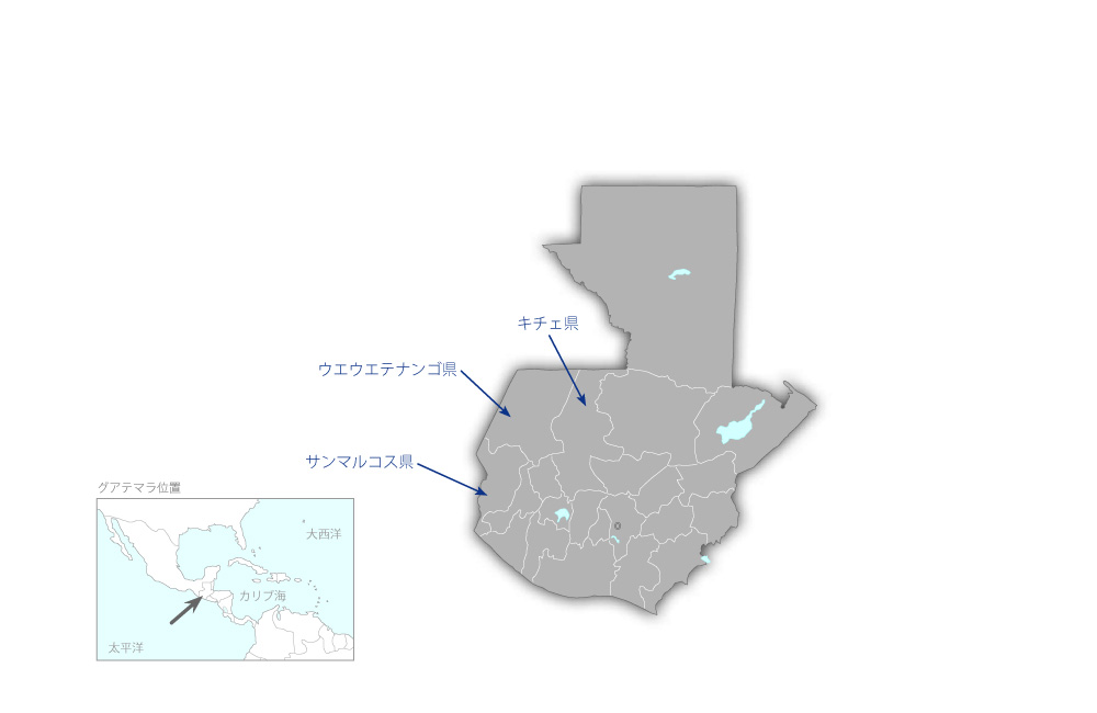 地方自治体能力強化プロジェクトの協力地域の地図