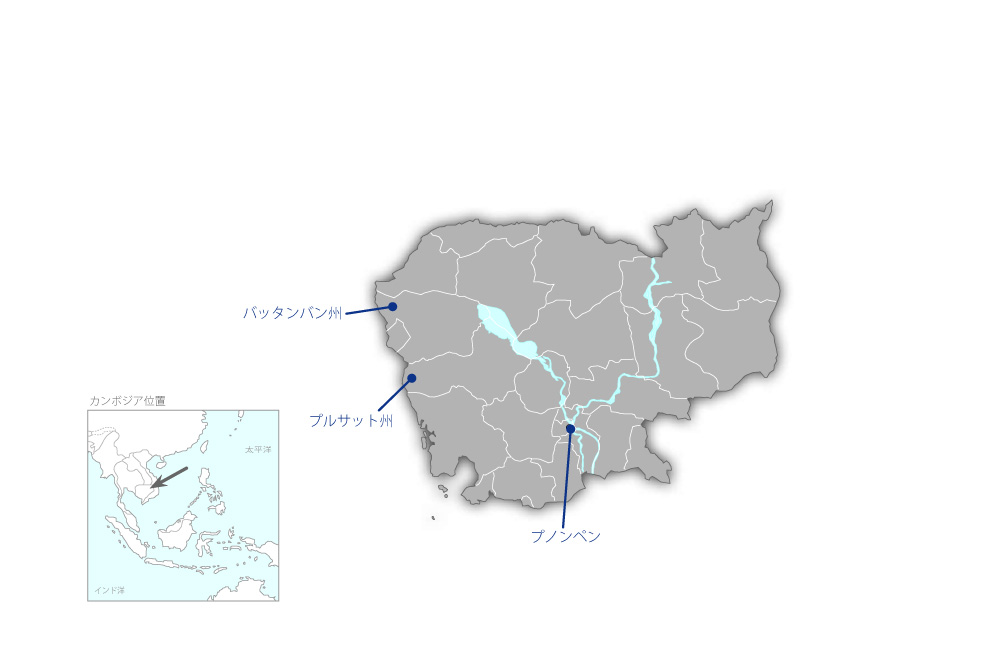 中小企業支援体制の戦略的強化プロジェクトの協力地域の地図