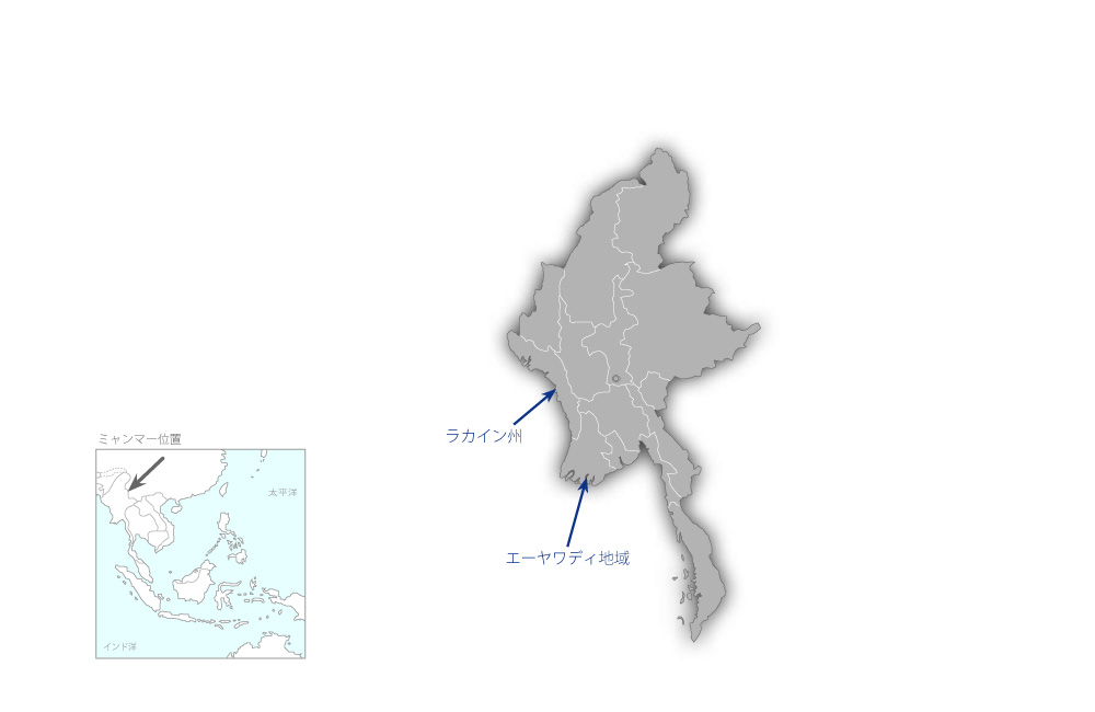 自然災害早期警報システム構築プロジェクトの協力地域の地図