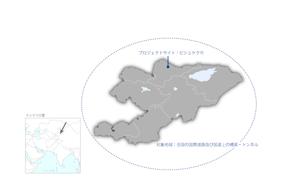 橋梁・トンネル維持管理能力向上プロジェクトの協力地域の地図