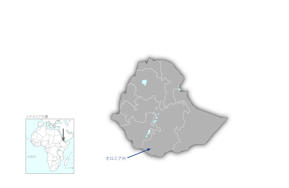 デジタル地図データ作成能力強化プロジェクトの協力地域の地図