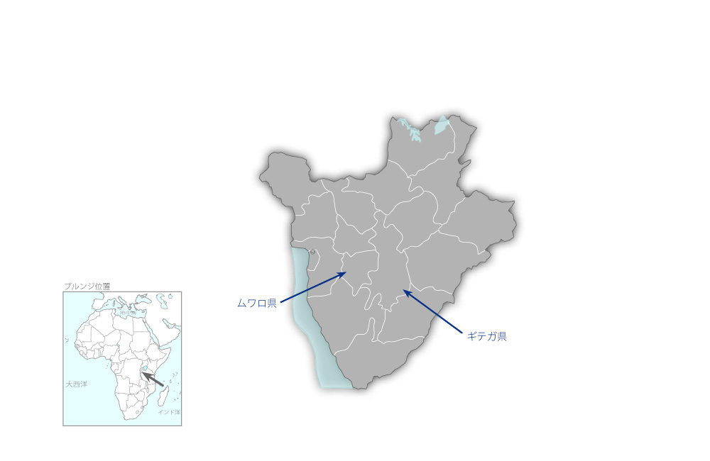 妊産婦・新生児ケア人材の能力強化プロジェクトの協力地域の地図