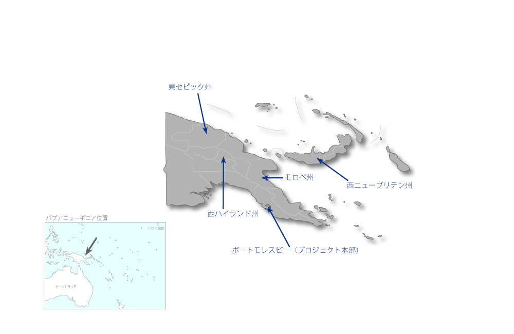 道路整備能力強化プロジェクトの協力地域の地図