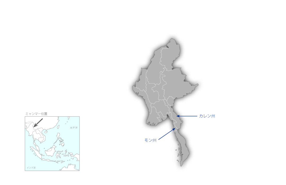 少数民族のための南東部地域総合開発計画プロジェクトの協力地域の地図