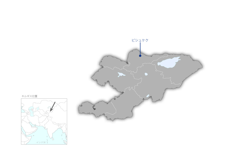 キルギス共和国日本人材開発センター・ビジネス人材育成プロジェクトの協力地域の地図