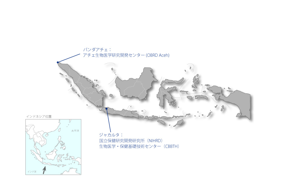 高病原性鳥インフルエンザ及び新興・再興感染症対策のための国立検査室強化計画の協力地域の地図