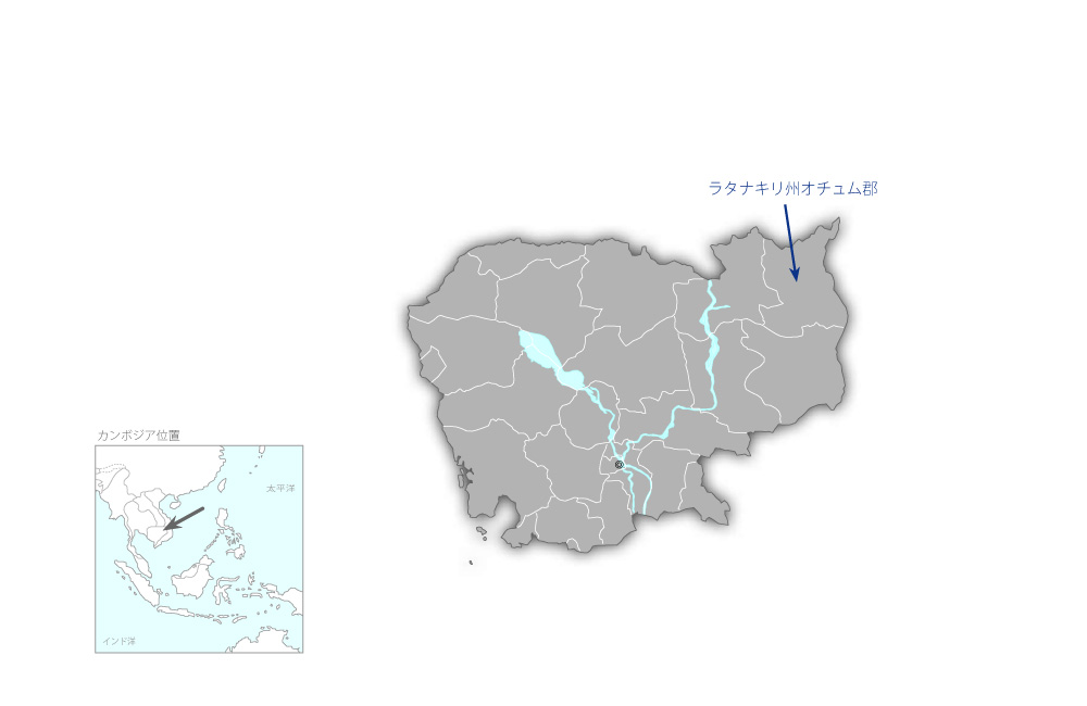 ラタナキリ州小水力発電所建設・改修計画の協力地域の地図